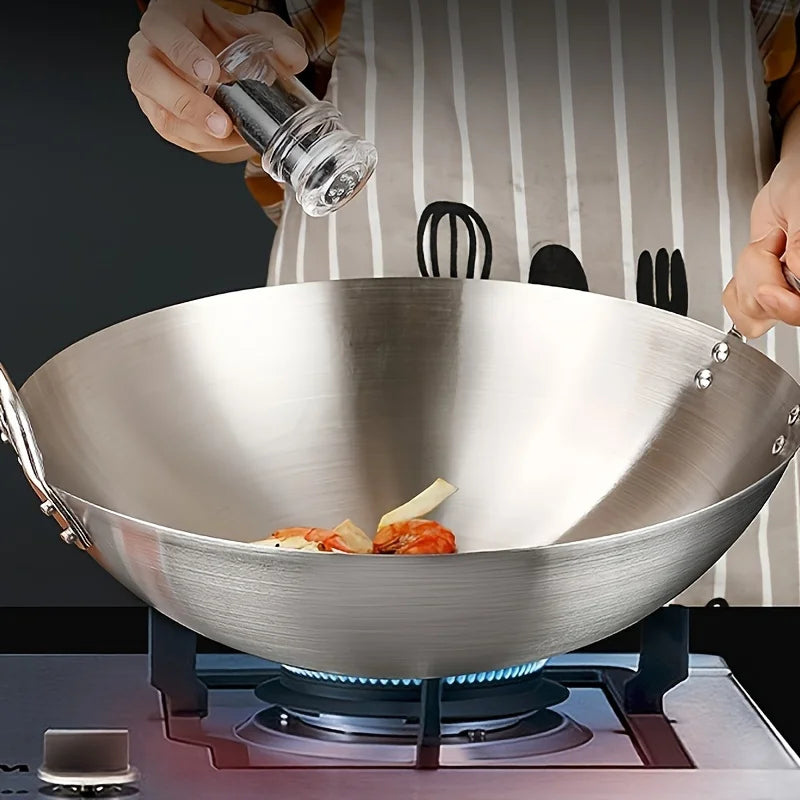 ChefMaster – Large Stainless Steel Wok with Double Handle Skanto