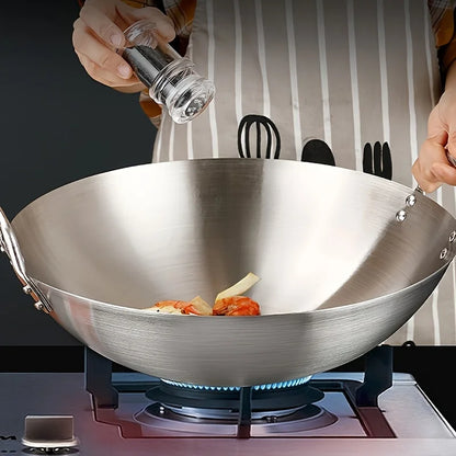 ChefMaster – Large Stainless Steel Wok with Double Handle Skanto