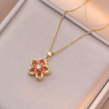 BowLift | Rotating Flower Pendant Necklace – Non-Tarnish Versatile Jewelry