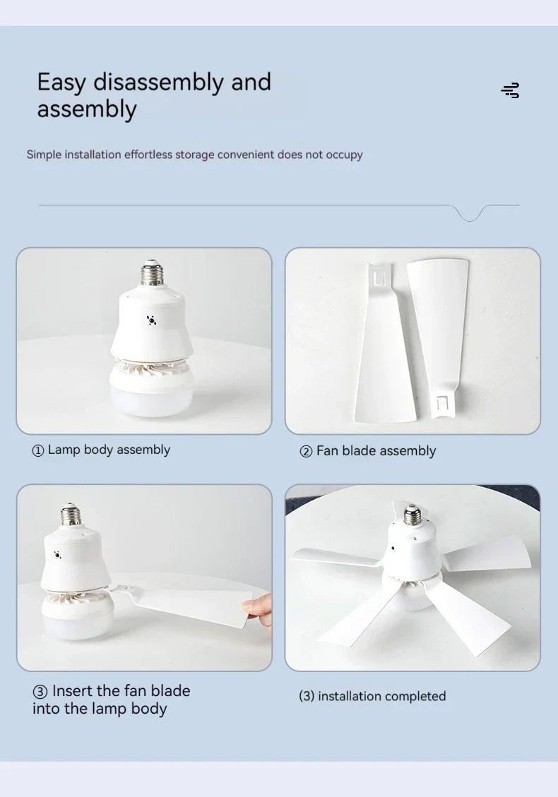 30W E27 Ceiling Fan Light with Remote Control - LED Dimming Function, Intelligent Quiet Fan for Bedroom & Living Room | Karnz