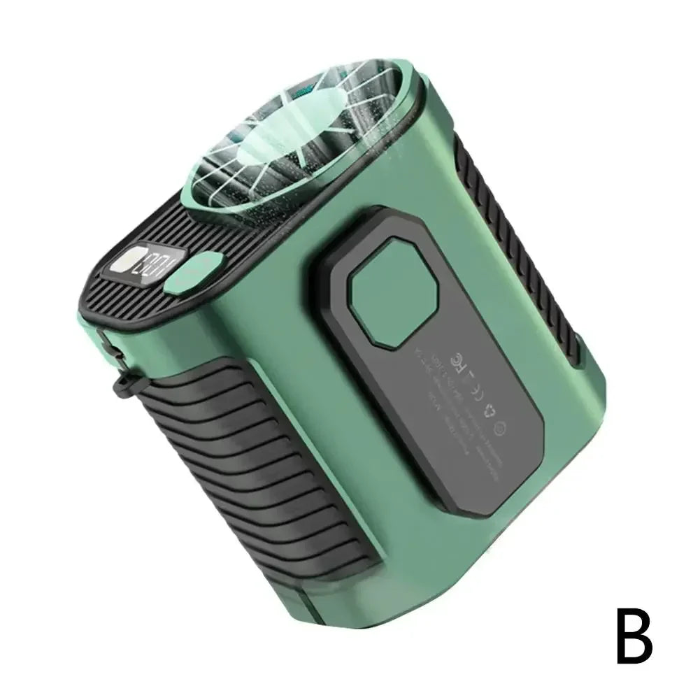 20000mAh Portable Waist Fan - Strong Wind Hanging Neck Fan with Power Bank and LED Lighting for Outdoor Sports and Work | Brehn