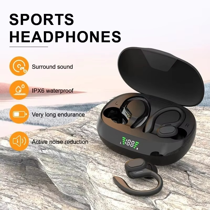 Skanto | SP16 True Wireless Earbuds with Ear Hooks, Waterproof Sports Earphones with Microphone and HiFi Stereo Sound