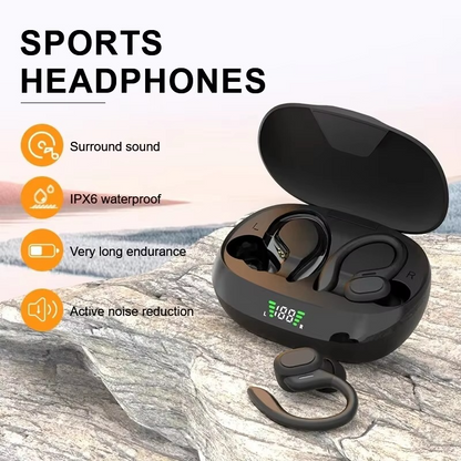 Skanto | SP16 True Wireless Earbuds with Ear Hooks, Waterproof Sports Earphones with Microphone and HiFi Stereo Sound