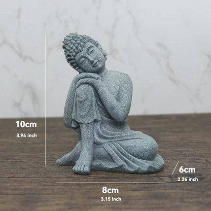 Skanto Skanto | Small Buddha Stone Statue Buddhist Monk Tibetan Buddhism Figures Zen Garden Ornament Meditation Home Aquarium Decoration