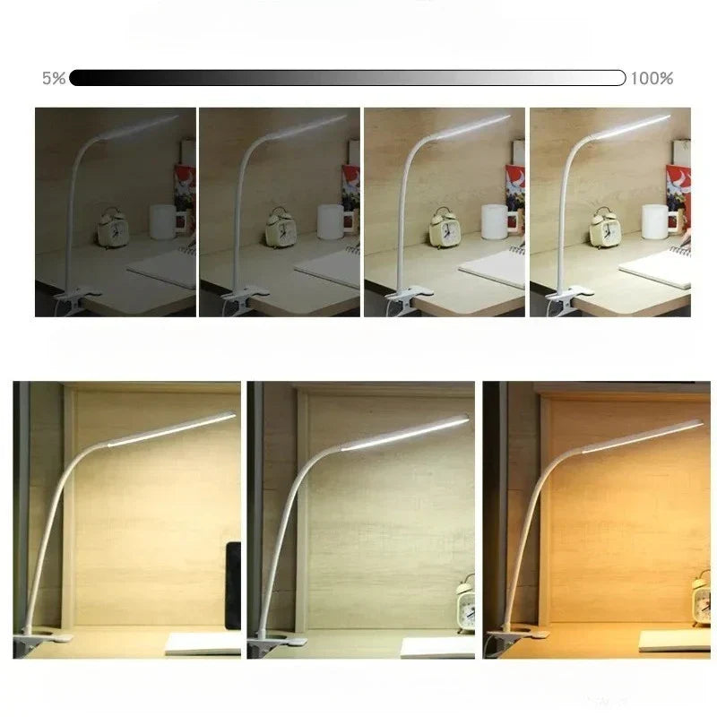 Karnz | LED Clamp Light LumaFlex | 3 Light Colors & 10 Brightness Levels | USB Powered | Flexible Gooseneck | Eye-Friendly & Dimmable