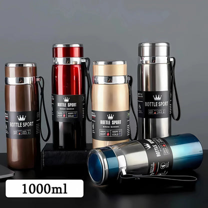 Skanto Stainless Steel Thermos 1L – Insulated Bottle for Keeping Water Cold and Hot, Tea, Coffee