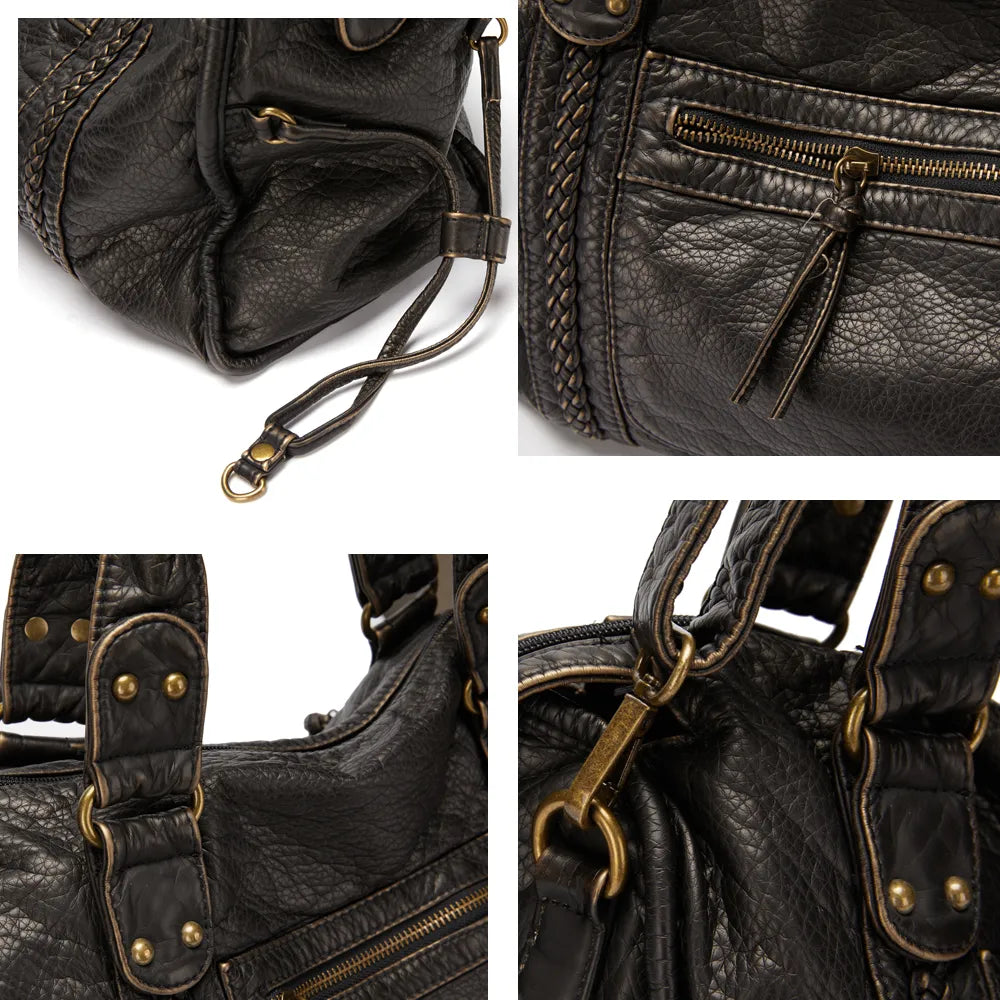 Luxury black leather handbag