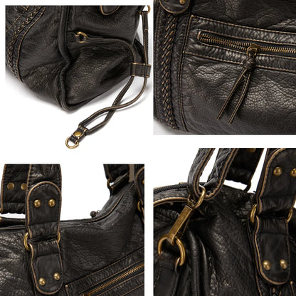 Luxury black leather handbag