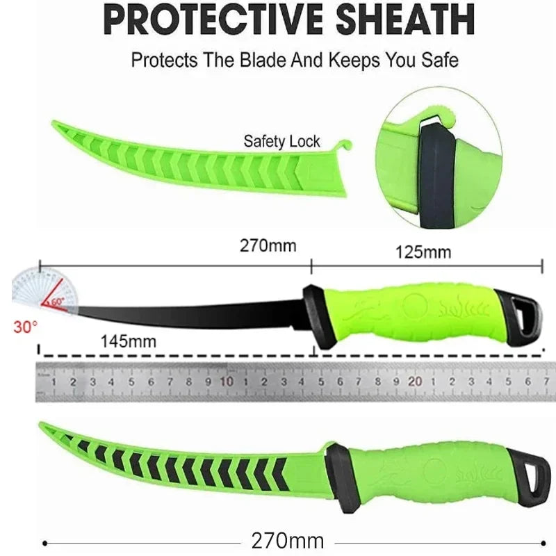 Skanto | Stainless Steel Fillet and Boning Knife - Multifunctional Meat Knife, Butcher Knife, Fruit Slicer - Kitchen Knife for Fish