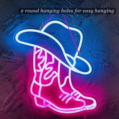 BowLift | USB-Powered Cowboy Boots Neon Sign for Western Decor