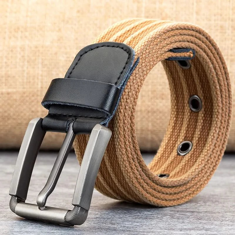 Skanto | Men's Canvas Belt – Adjustable Casual Striped Waistband