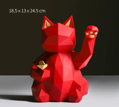 Nordic Minimalism Geometry Lucky Cat Statues | Bowlift