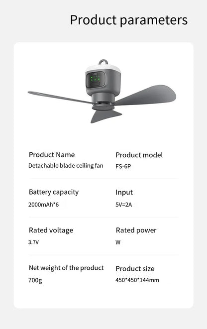 12000mAh Portable Ceiling & Camping Fan – Outdoor Tent Air Circulator and Cooling Fan | Karnz