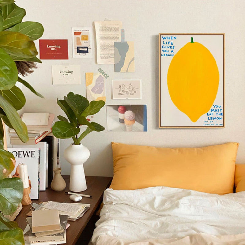 Skanto | Lemon / Blue Chair Canvas Print