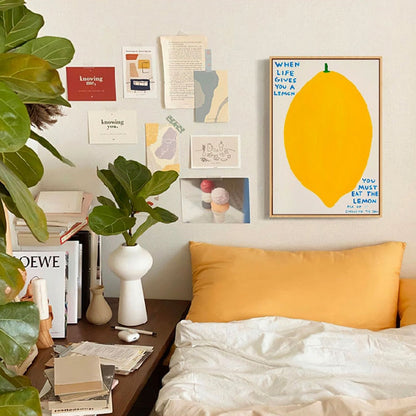 Skanto | Lemon / Blue Chair Canvas Print