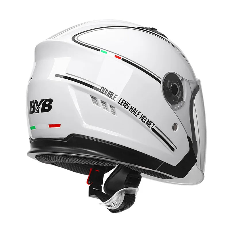 Skanto | Retro 3/4 Open-Face Motorcycle Helmet with Dual Visor – AeroRide
