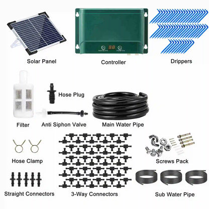 BowLift | Solar Drip Irrigation System Kit Automatic Watering with 30 Modes & 7 Timers – AquaFlow