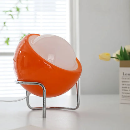 BowLift | Aurivio Table Lamp | Glass & Stainless Steel | Retro-Nordic Design | LED Night Light Beige/Orange | Ø21×H25 cm