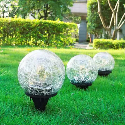 LED garden lights in crackle glass look – solar ball lamps for outdoor use and decoration | Bowlift