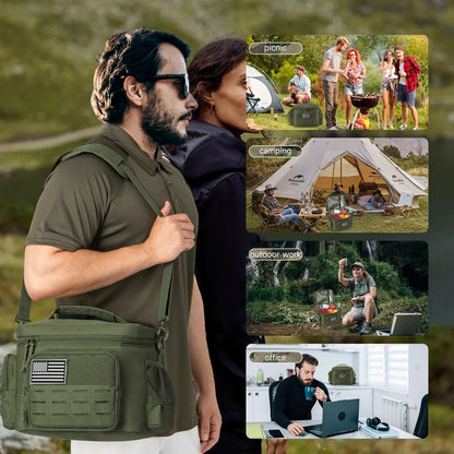 Skanto | Men's Military Tactical Lunch Box - Rugged, Leak-Proof, Insulated Thermal Cooler Bag for Work, Camping, Picnic Meals