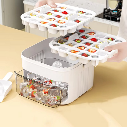 BowLift | Large 50-Cube Ice Tray with Easy-Press Lid for Effortless Release