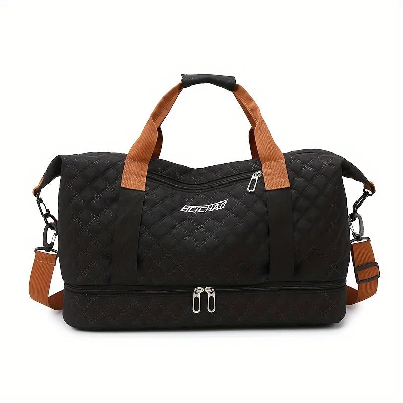 BowLift | Travessia Travel Bag with Shoe Compartment | Large Capacity & Argyle Design | Nylon Weekender for Sports, Short Trips & Everyday Use