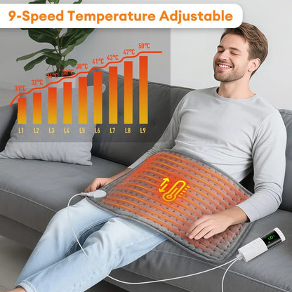 Skanto Skanto | ThermaEase Electric Heating Pad | 9 Temperature Levels & 4 Timer Modes | 30x60 cm | Washable & Fast Heating | For Back, Stomach & Legs