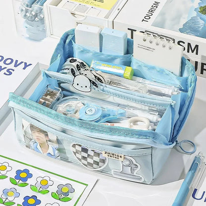 Brehn | Pencil Case KIDZORA CrystalBag | Transparent & Versatile | 10-Pocket Design | High Capacity for School & Leisure