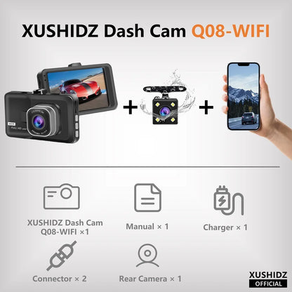 Skanto | Q08 1080P Dash Cam with G-Sensor - 170° Wide Angle Lens & Super Night Vision