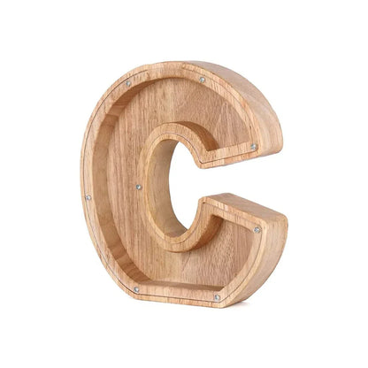 Skanto | Wooden Alphabet Piggy Bank with Transparent Window for Stylish Saving