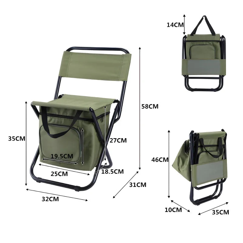 Built-in Cooling Bag Portable Folding Outdoor Stool | Bowlift