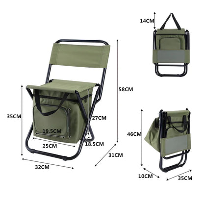 Built-in Cooling Bag Portable Folding Outdoor Stool | Bowlift