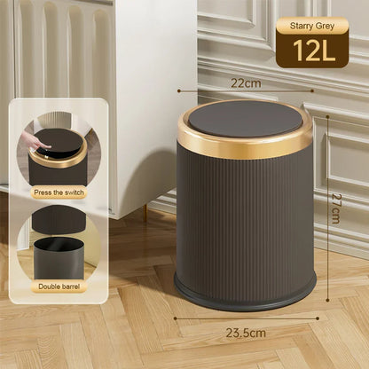 Modern rectangular waste bin | With lid & removable inner bin | For kitchen, bathroom & office Bowlift
