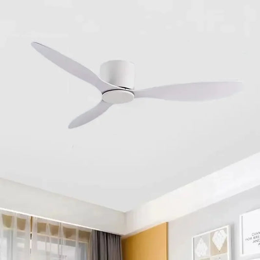 42-52 Inch Ceiling Fans with DC Motor — Remote Control Low Profile Cooling Fans, No Light, White Wood & Black Options | Skanto