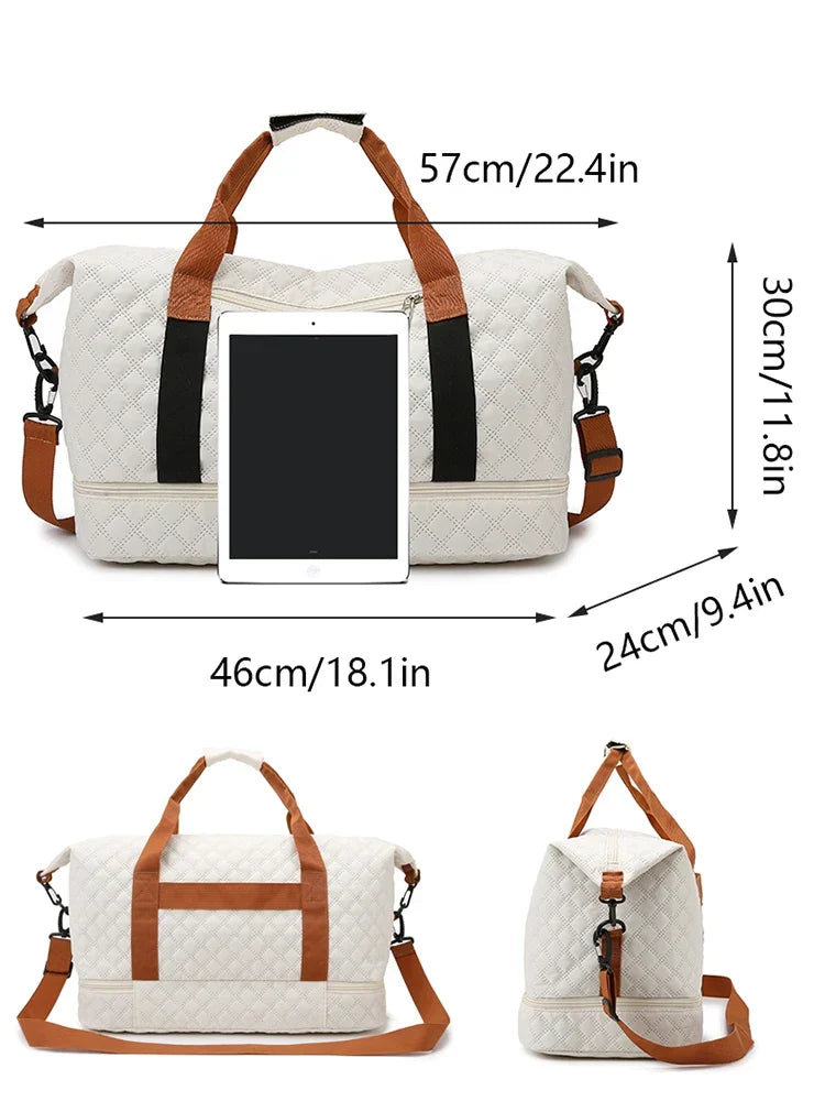 BowLift | Travessia Travel Bag with Shoe Compartment | Large Capacity & Argyle Design | Nylon Weekender for Sports, Short Trips & Everyday Use
