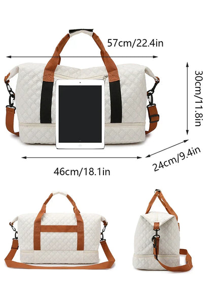 Karnz | Travessia Travel Bag with Shoe Compartment | Large Capacity & Diamond Pattern | Nylon Weekend Bag for Sports, Short Trips & Daily Use