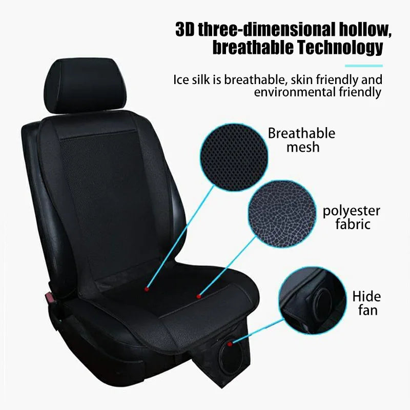 DC 12V 3D Car Seat Cooling Cushion | 8-Fan Ventilated Summer Air Seat for Fast Cooling | Bowlift