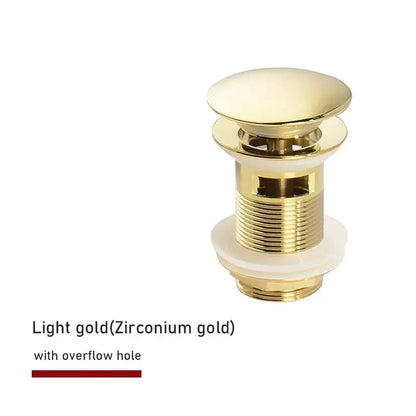 Drain Screw with Push-Down Pop-Up – Brass | 11 Colors | With or Without Overflow Skanto
