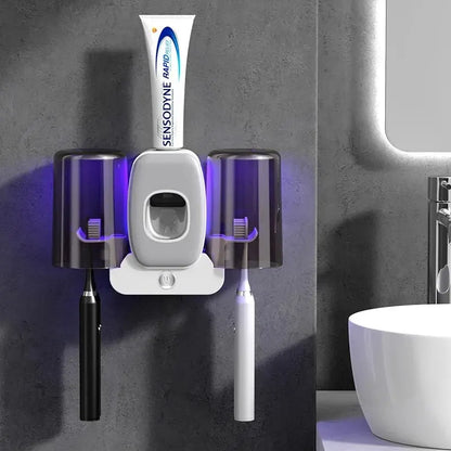 BowLift | UV Toothbrush Holder PureBrush UV | Sterilization with UV Light | Automatic Toothpaste Dispenser | Wall Mounting Without Drilling