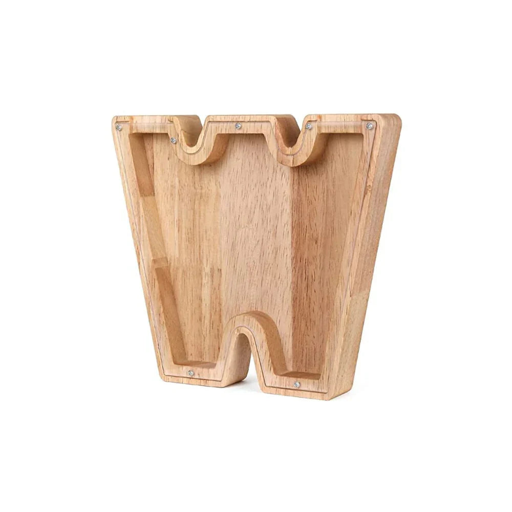 Skanto | Wooden Alphabet Piggy Bank with Transparent Window for Stylish Saving