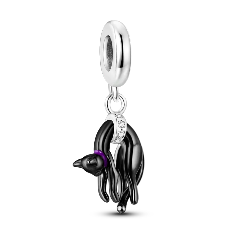 Skanto | 925 Silver Golden Leopard Charm Beads Colorful Chameleon Rhinoceros Lion Scarab Cat Pendant Compatible with Original Pandora Bracelet Jewelry