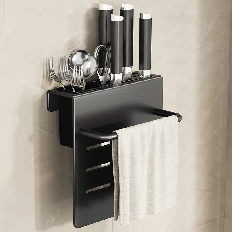 ChefSpace Wall-mounted Knife Holder with Storage for Cutting Boards – Stainless Steel Karnz