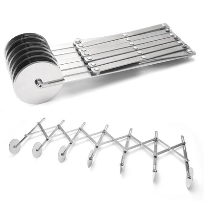 BowLift | SlicePro Stainless Steel Dough Cutter | Foldable & Adjustable | 3–7 Wheels | Perfect Portioning for Pizza, Pastries & Pasta