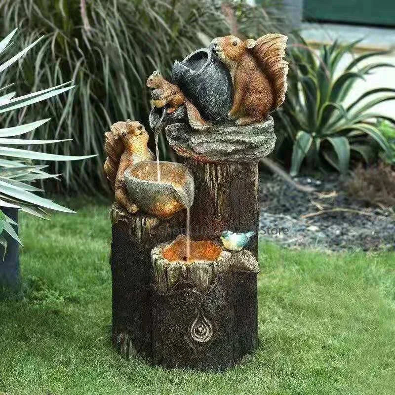 Skanto | Lunaverde Solar Deco Duck & Squirrel | Garden Figurine with LED Light | Weather-Resistant Resin | For Patio & Balcony