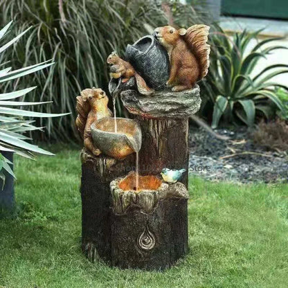Skanto | Lunaverde Solar Deco Duck & Squirrel | Garden Figurine with LED Light | Weather-Resistant Resin | For Patio & Balcony