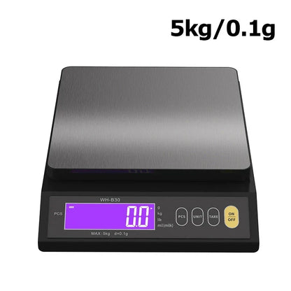 Karnz | 5 kg/0.1 g and 10 kg/1 g digital electronic kitchen scale, LCD display, fully waterproof stainless steel weighing tool for baking