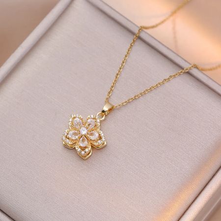 BowLift | Rotating Flower Pendant Necklace – Non-Tarnish Versatile Jewelry