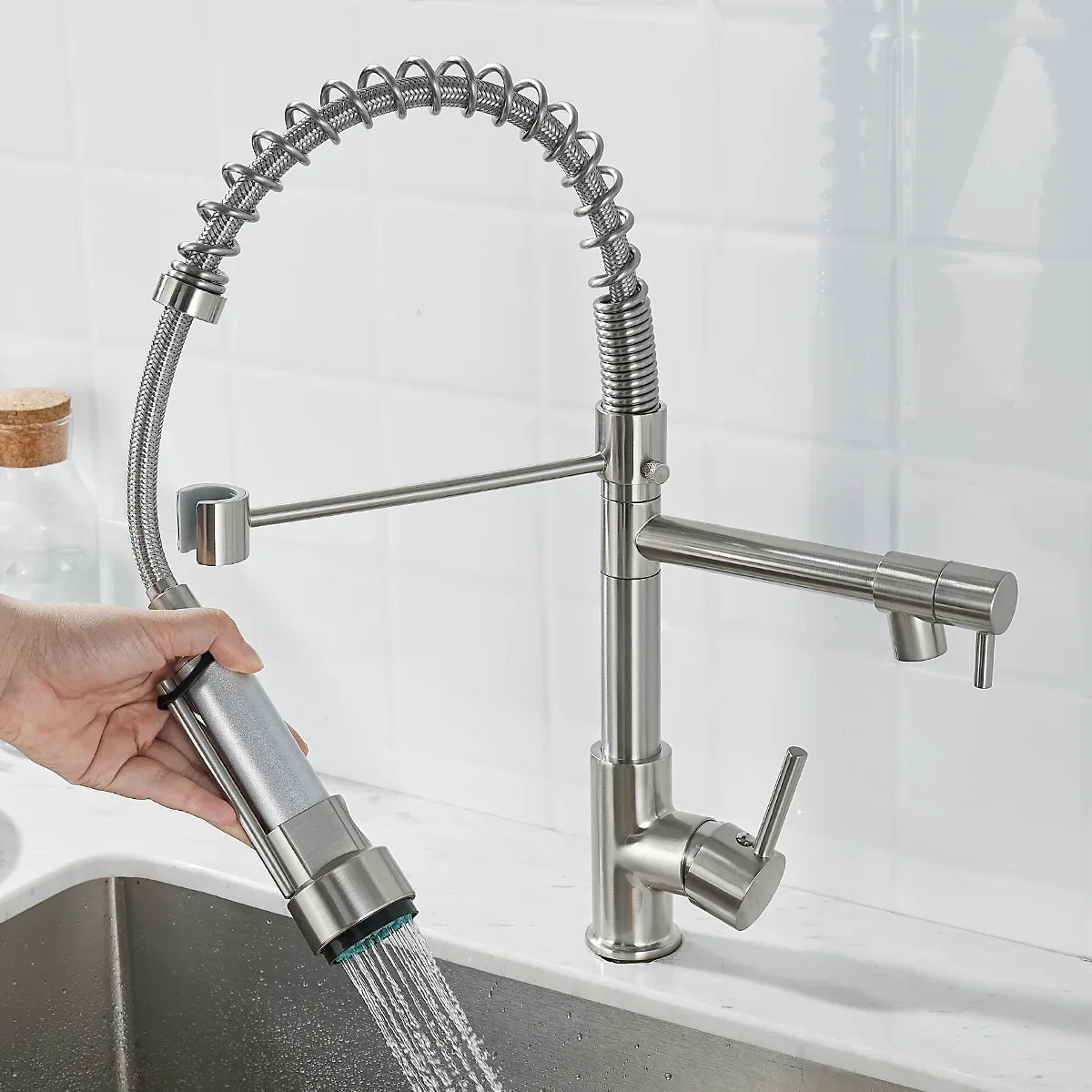 BowLift | DualFlow Kitchen Faucet - Luxurious Double Bronze Kitchen Faucet