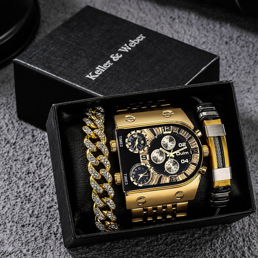 BowLift | Big Dial Watch Quartz Business Men Gift Set