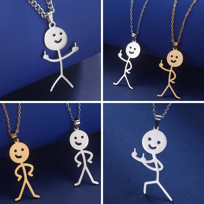 Skanto | Cute Punk Funny Middle Finger Stickman Necklace